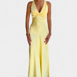 Dolores Vestido Elegante con Cintura Torcida y Escote en V