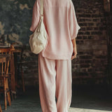 Conjunto de Camiseta y Pantalones con Escote en V Samantha