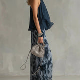 Conjunto de Top de Cuello Halter y Pantalones Amplios Impresos