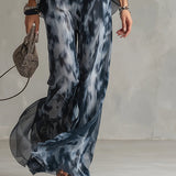 Conjunto de Top de Cuello Halter y Pantalones Amplios Impresos