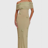 Barbara Vestido Maxi de Punto Off-Shoulder