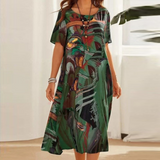 Emmanuelle | Vestido Midi de Manga Corta hasta la Pantorrilla para Mujeres