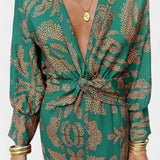 Elara Vestido Maxi con Escote en V y Nudo Frontal