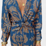 Elara Vestido Maxi con Escote en V y Nudo Frontal