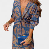 Elara Vestido Maxi con Escote en V y Nudo Frontal