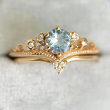 Anillo Dorado Princesa Azul con Circonita