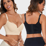 Sujetador push-up Yack Saint® con efecto alisador de espalda – Negro + Beige (pack de 2)