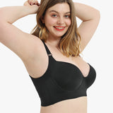 Yack Saint® Sujetador de cobertura total – Espalda lisa y máxima sujeción en negro