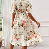 Kerensa | Vestido Midi Floral de Cuello en V para Mujeres