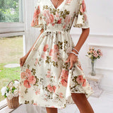 Kerensa | Vestido Midi Floral de Cuello en V para Mujeres