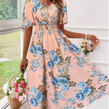 Kerensa | Vestido Midi Floral de Cuello en V para Mujeres