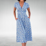 Lila | Vestido Midi Floral de Cuello en V para Mujeres