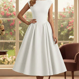 Lexi | Vestido Midi de Cóctel Sin Mangas con Escote Barco para Mujeres