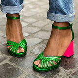 SANDALIAS DE TACÓN BICOLOR