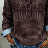 SOFIA – Sudadera de Punto Trenzado con Detalles en Denim