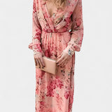 Amaliya Vestido Maxi Boho Floral con Mangas Largas y Cintura Definida