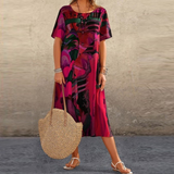 Emmanuelle | Vestido Midi de Manga Corta hasta la Pantorrilla para Mujeres