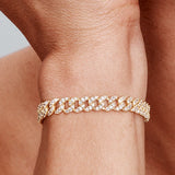 Pulsera pavé Cuban | Oro blanco