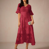Aishana | Vestido Midi Floral de Manga Corta para Mujeres