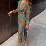 Ely | Vestido Midi de Cuello en V Profundo para Mujeres