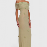 Barbara Vestido Maxi de Punto Off-Shoulder