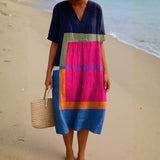 Isadora - Vestido de Bloques de Colores Vibrantes