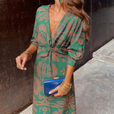 Ely | Vestido Midi de Cuello en V Profundo para Mujeres