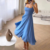 Katelyn | Vestido Midi Sin Mangas de Cuello Cuadrado para Mujeres
