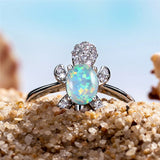 Anillo ajustable de plata 925 con ópalo en forma de tortuga