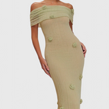 Barbara Vestido Maxi de Punto Off-Shoulder