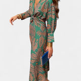 Elara Vestido Maxi con Escote en V y Nudo Frontal