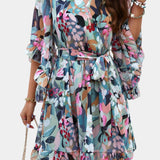 Besa Vestido Mini Floral Impreso con Silueta Fluida
