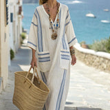 Robe Caftan "Yvonne" – Tissage Hellénique