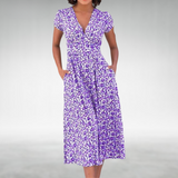 Lila | Vestido Midi Floral de Cuello en V para Mujeres