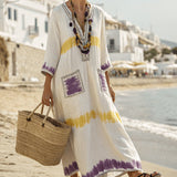 Robe Caftan "Aimée" – Pourpre & Mimosa