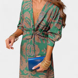 Elara Vestido Maxi con Escote en V y Nudo Frontal