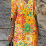 Zephyra | Vestido Midi Floral con Escote en V para Mujeres