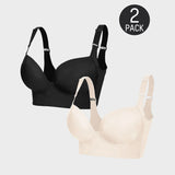 Yack Saint® Sujetador push-up con espalda lisa – Negro + Beige (pack de 2)