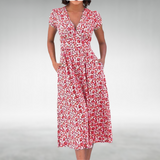 Lila | Vestido Midi Floral de Cuello en V para Mujeres