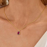 Collar de rubí en capas tipo clip | Oro