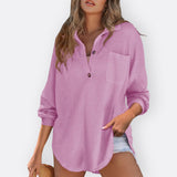 Inês - Blusa Túnica Ligera Escote en V con Botones