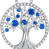 Collar árbol de la vida de zafiro | Oro blanco