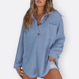Inês - Blusa Túnica Ligera Escote en V con Botones