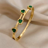 Pulsera Corazones Verdes | Oro