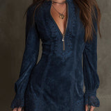 Delfine Mini Vestido de Ante con Encaje