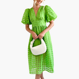 Aurelie | Vestido Midi de Cóctel con Mangas Abullonadas para Mujeres