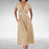 Lila | Vestido Midi Floral de Cuello en V para Mujeres