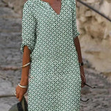 Rosamund | Vestido Midi de Cuello en V Recto para Mujeres