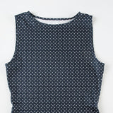 Vestido mini de lunares sin mangas para mujer con cintura ajustada