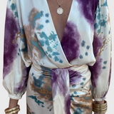 Elara Vestido Maxi con Escote en V Anudado y Estampado Sofisticado